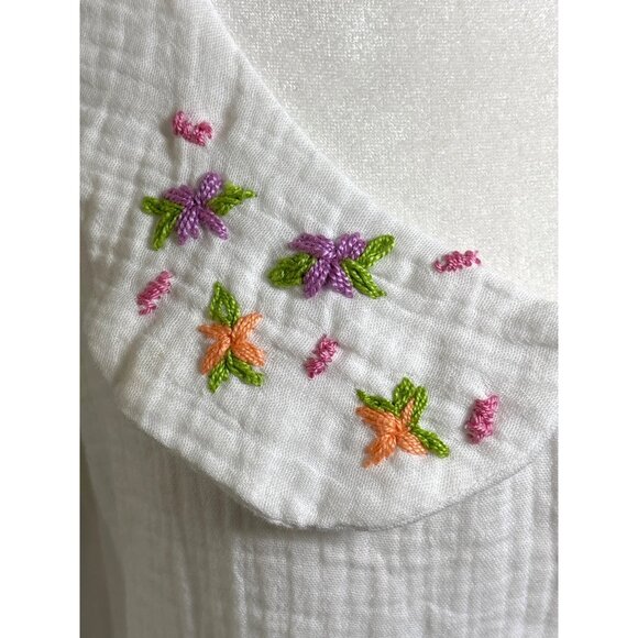 TACH‎ Clothing Size Large Larina Top Blouse Shirt Hand Embroidered White Gauzy - Picture 6 of 10